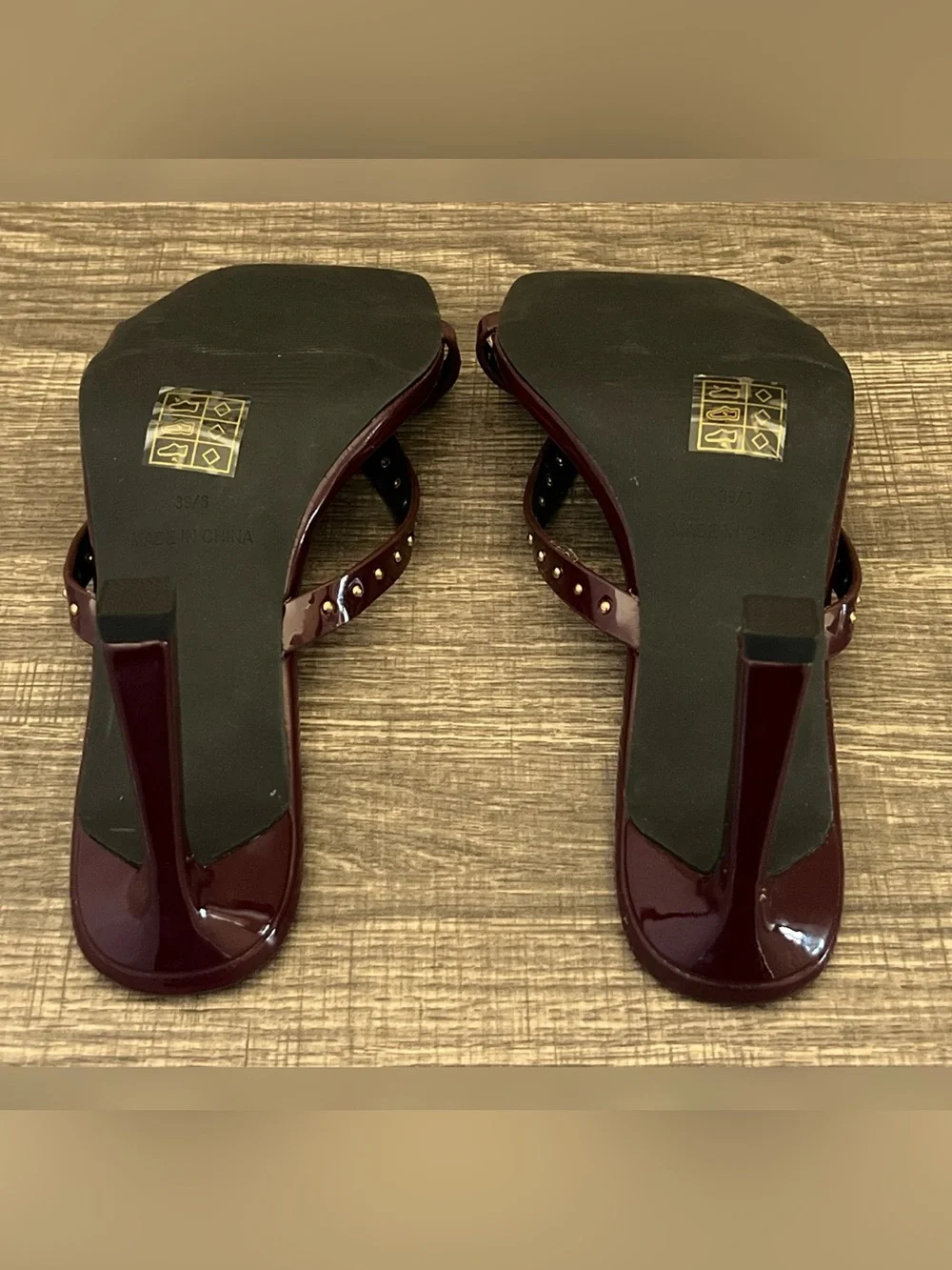 London Rebel Jamie Studded Heeled Sandals Brown Women’s Size -6